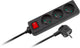 Rebel - regleta con interruptor - 3 vías - cable de extensión - 3 enchufes - 1,5 m - negro - urz3197-1.5