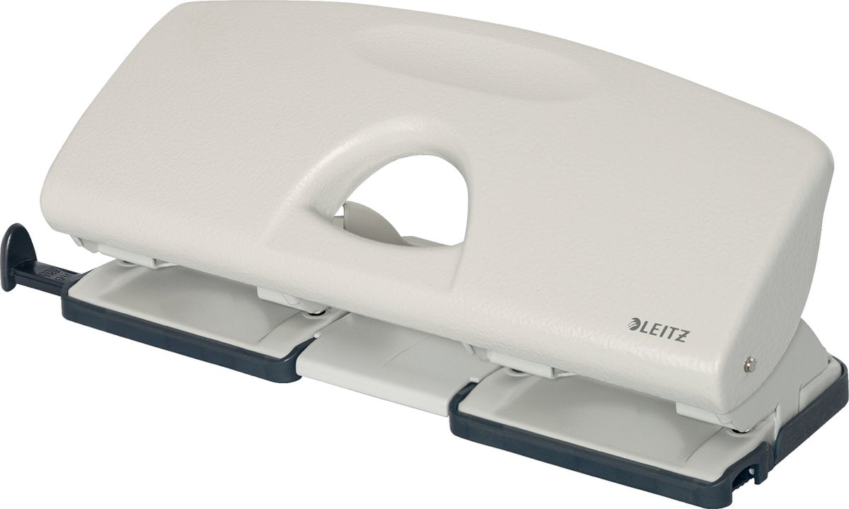Perforatore Leitz a 4 fori - 16 fogli - per cartellette e raccoglitori ad anelli - grigio