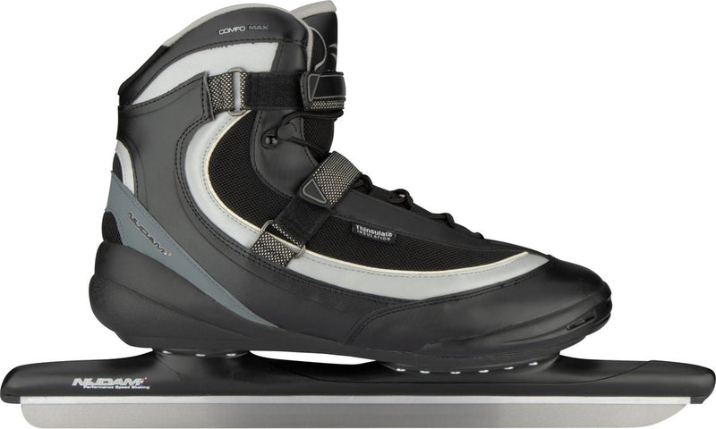 Nijdam speed skate xxl pro-line - bota blanda - negro gris plata - talla 50