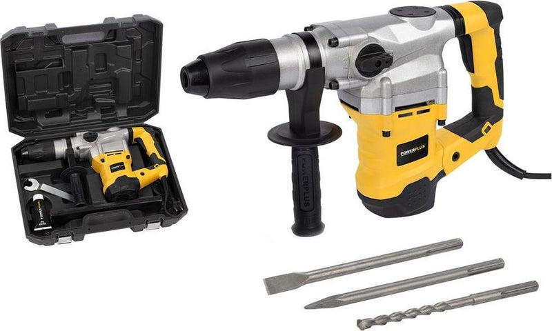 Martello perforatore elettrico Powerplus POWX1179 - 3 in 1: martelli scalpellatori e rotazione scalpello, trapano da 1600 W, 9 anni, SDS Max, 3 accessori