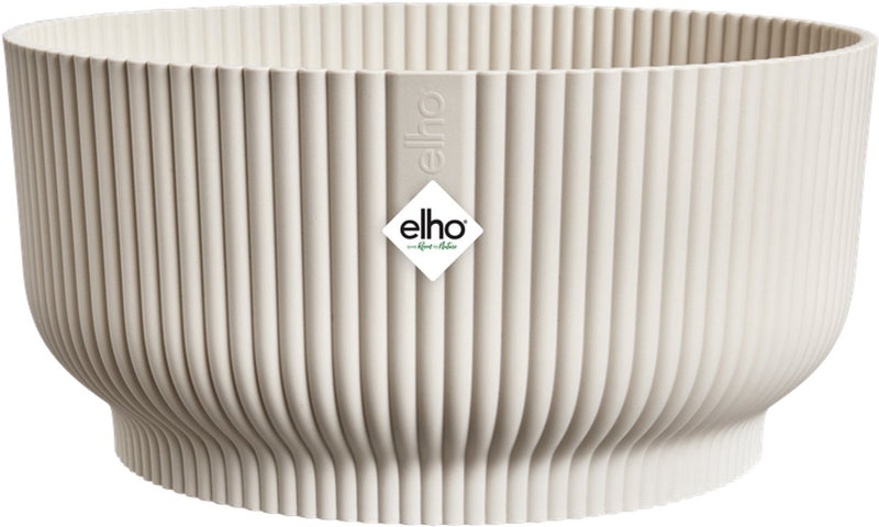 Elho vibes fold bowl 25 - plantenschaal voor binnen - 100% gerecycled plastic - ø 24.9 x h 12.1 cm - linnen wit