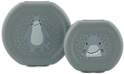 Trixie set da due scatole per snack con clip - Mr. Shark - facile da aprire - senza BPA - per la scuola e in viaggio