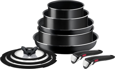 Tefal ingenio easy cook clean - set padelle - 10 pezzi - non adatto all'induzione - impilabile - manico removibile