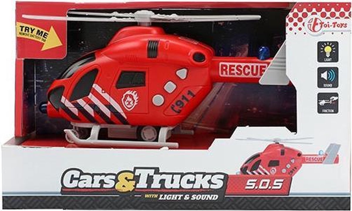 TOI-TOYS Fire Brigade Helicopter con luce e suono
