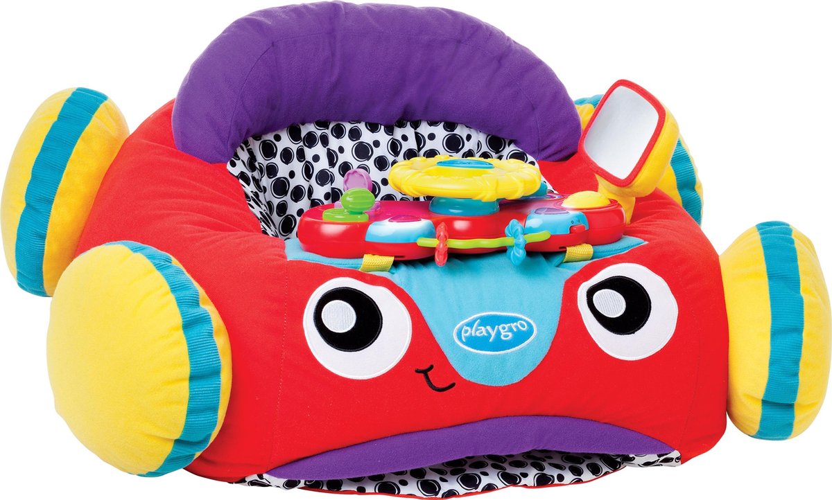Playgro comfy car - pluchen zitkussen baby - speelkussen baby - activiteitenkussen - babyspeelgoed - interactief baby speelgoed - babygym - speelkleed baby - pluchen auto baby - auto - kraamcadeau - met licht en geluid