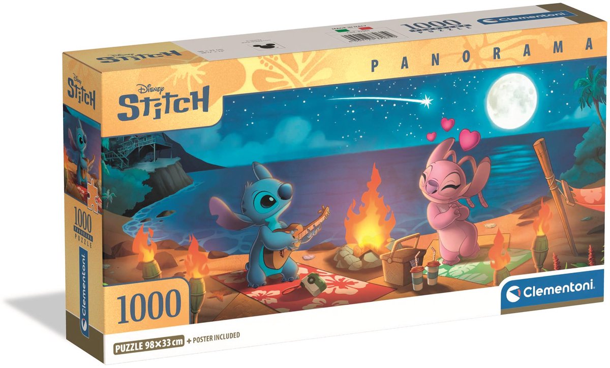 Clementoni - rompecabezas - 1000 piezas - panorama de punto disney - caja compacta