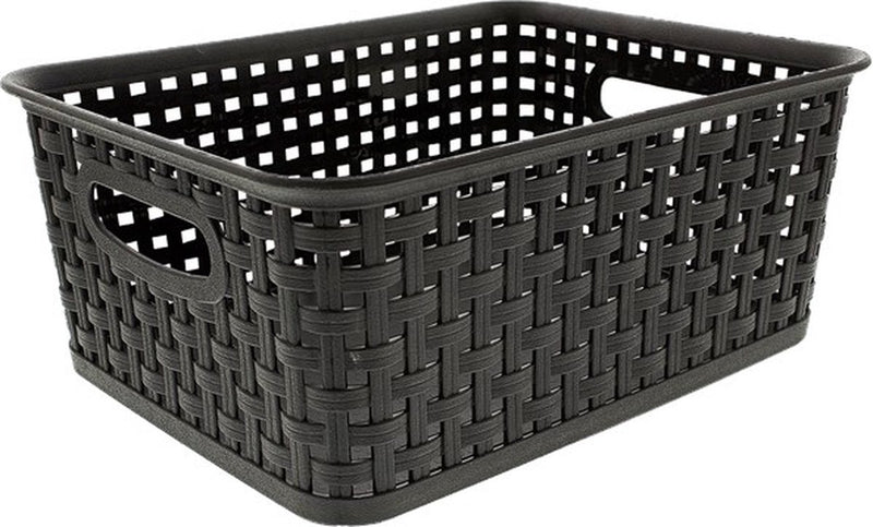 Cesta de mimbre sin marca sin marca | cesta de almacenamiento | 25,5 x 20 x 10,5 cm | negro