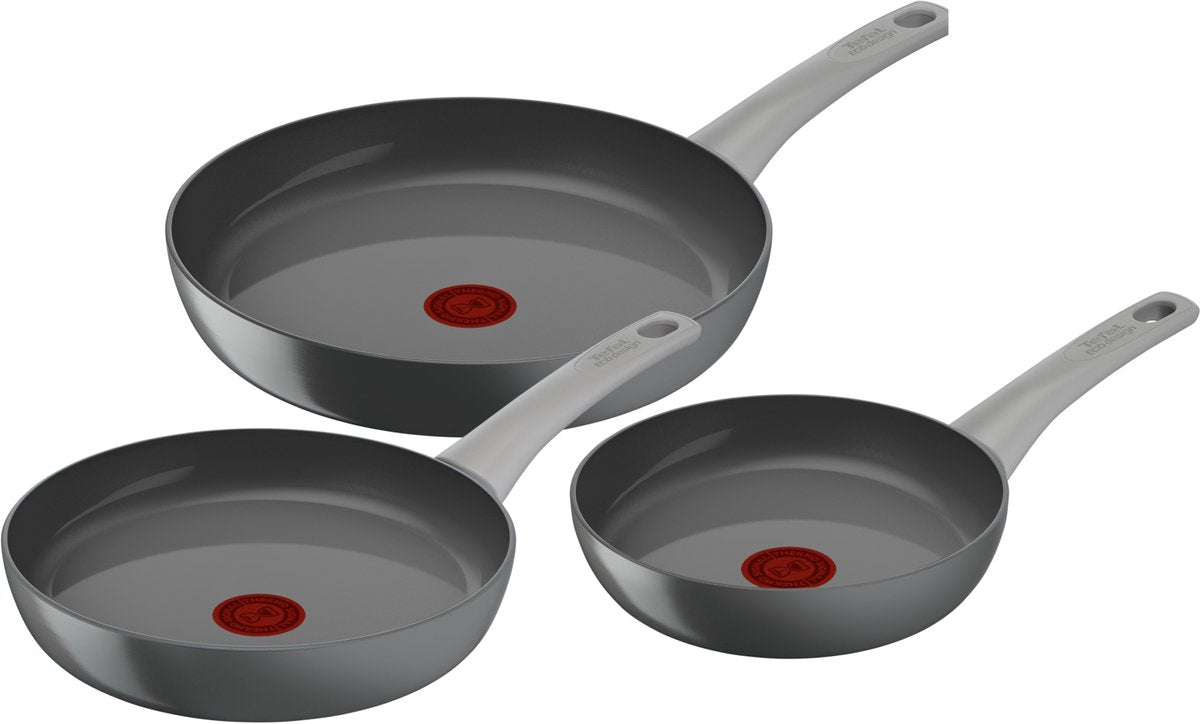 Tefal renew on - juego de sartenes - ø20 ø24 ø28 cm - sin pfas - cerámica - apta para inducción