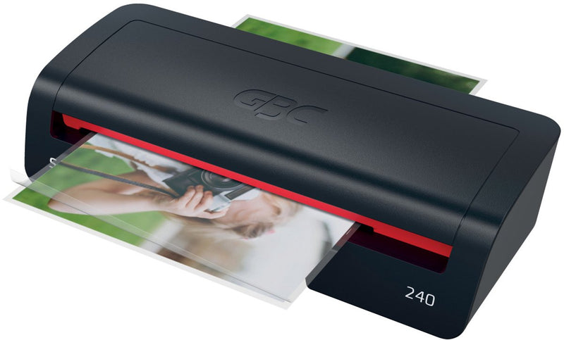 Plastificatrice A4 per ufficio domestico Gbc 240 - adatta per 75-125 micron - incluso pacchetto iniziale di buste di plastificazione - nero rosso