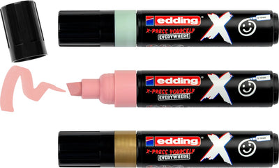 Edding 6900 x multimarker - set of 3 gold, mint, pastel pink - suitable for all surfaces - chisel point 2-10 mm - vegan ink - made from recycled plastic - locally produced in Germany
