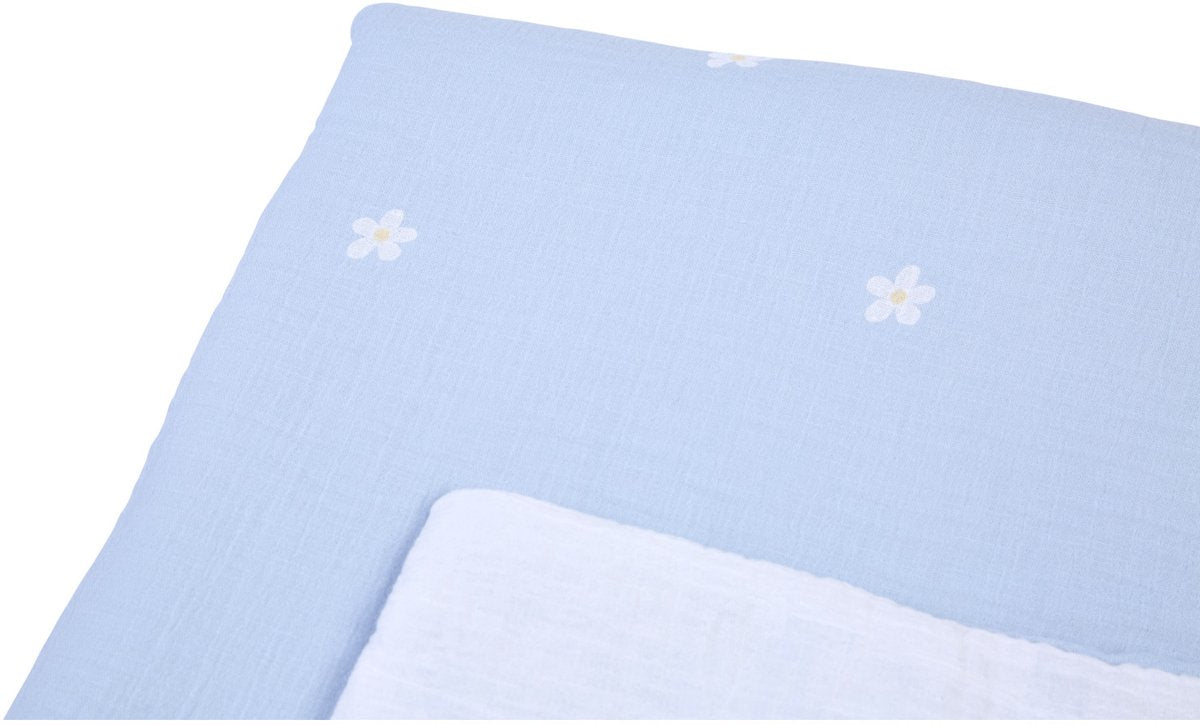 Childhome flower collection - babydeken - dekentje - 80x100cm - wit blauw