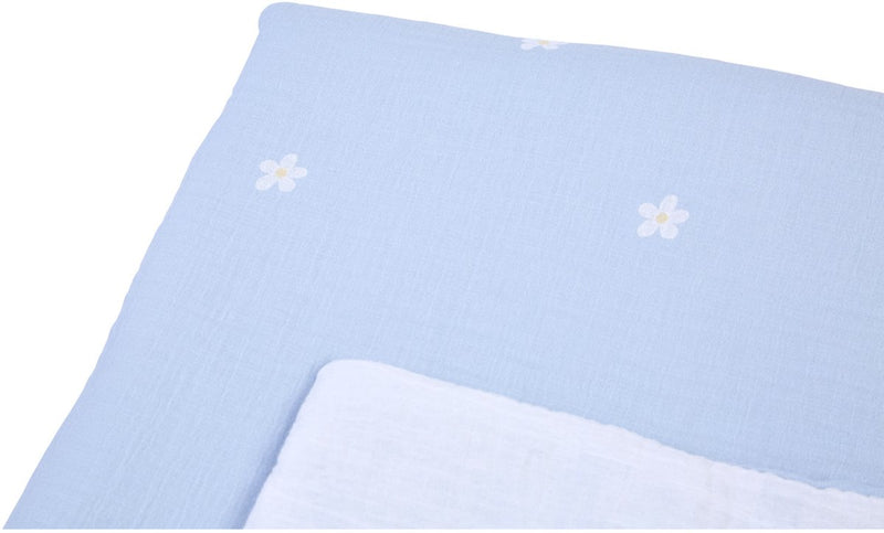 Collezione fiori Childhome - coperta per bebè - coperta - 80x100 cm - bianco blu