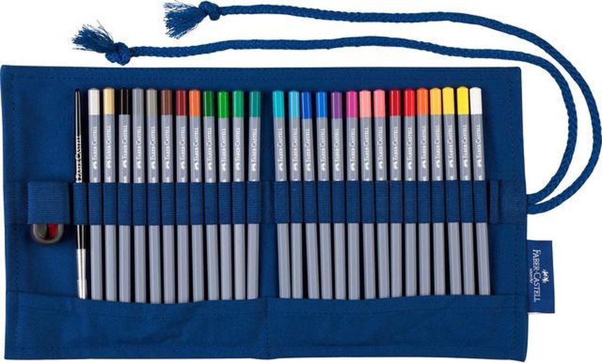 Lápiz acuarelable de color faber-castell - goldfaber - estuche enrollable 29 piezas - fc-114652