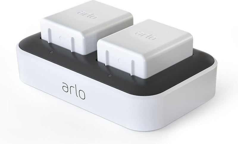 Caricabatteria doppio Arlo (bianco) - caricabatteria doppio - accessorio certificato - caricabatteria per telecamere - 2 batterie - compatibile con telecamere di sicurezza ultra 2, ultra, pro 5, pro 4, pro 3 - vma5400c-100eus