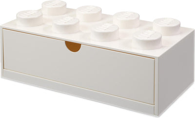 Cajón de escritorio Lego ladrillo 8, blanco -