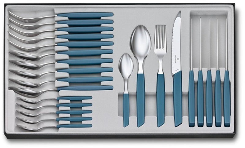 Set posate Victorinox Swiss Modern - 24 pezzi - blu pastello - acciaio inossidabile pp