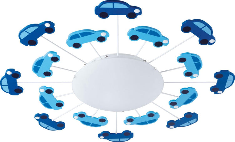 Eglo viki 1 plafond- en wandlamp - e27 - ø 63 cm - blauw wit - auto thema