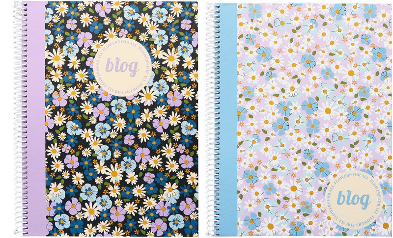 Blocco a spirale canguro - fiori b'log - misura A4 - con linea - 2 pezzi - an-123876-a