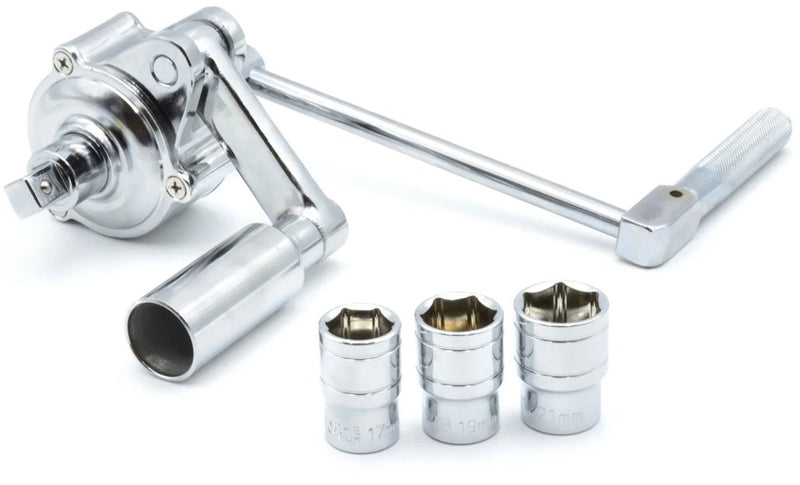 Chiave per trasmissione di potenza Geko - rapporto 1:16 - comprese bussole 17mm, 19mm, 21mm