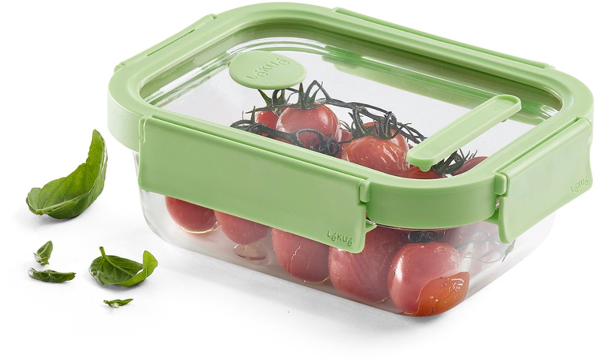 Lékué vershouddoos glas 640 ml - rechthoek - green