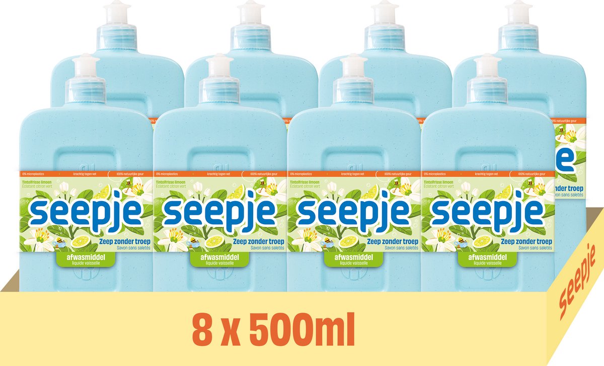 Detersivo per piatti Seepje - 8 x 500 ml - lime - confezione risparmio