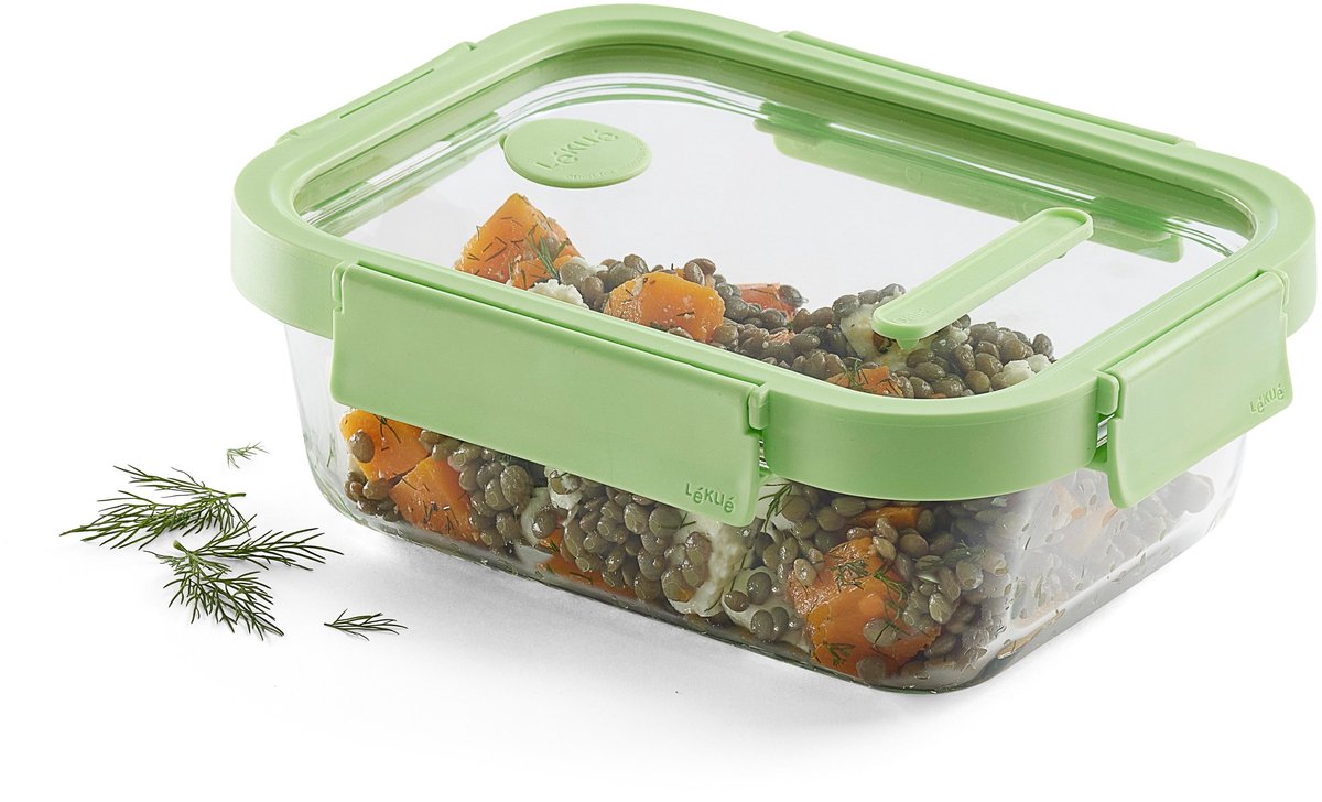Lékué vershouddoos glas 1050 ml - rechthoek - green