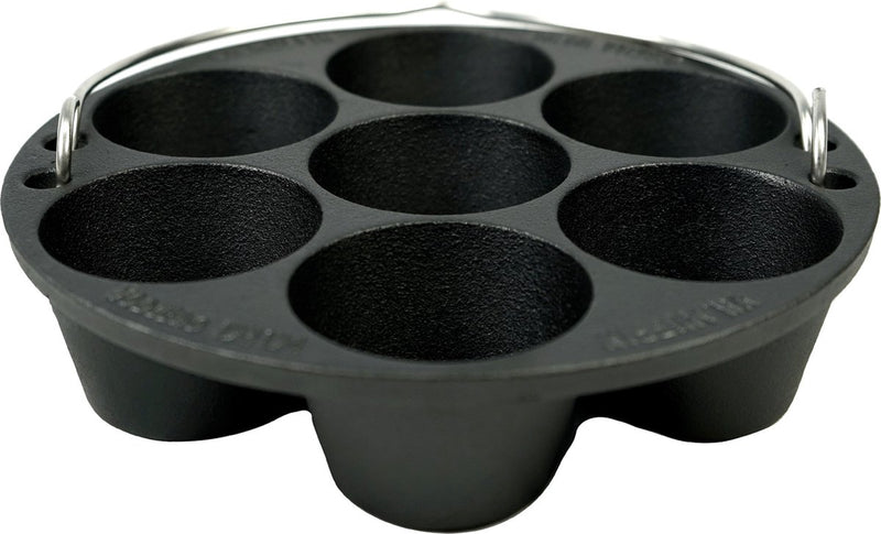 Stampo per muffin da esterno Valhal, stampo per muffin - ghisa - 22 cm, con manico - adatto al forno olandese - vh.muffin