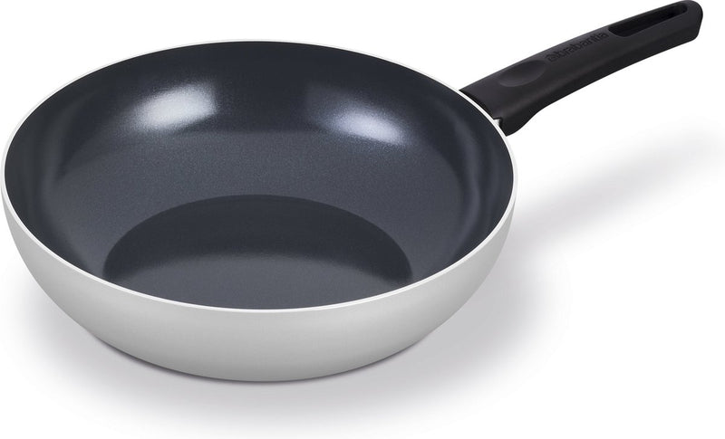 Brabantia indu+ sartén wok ø 28cm - 100% libre de pfas - revestimiento antiadherente cerámico - sartén de inducción - apta para lavavajillas - gris