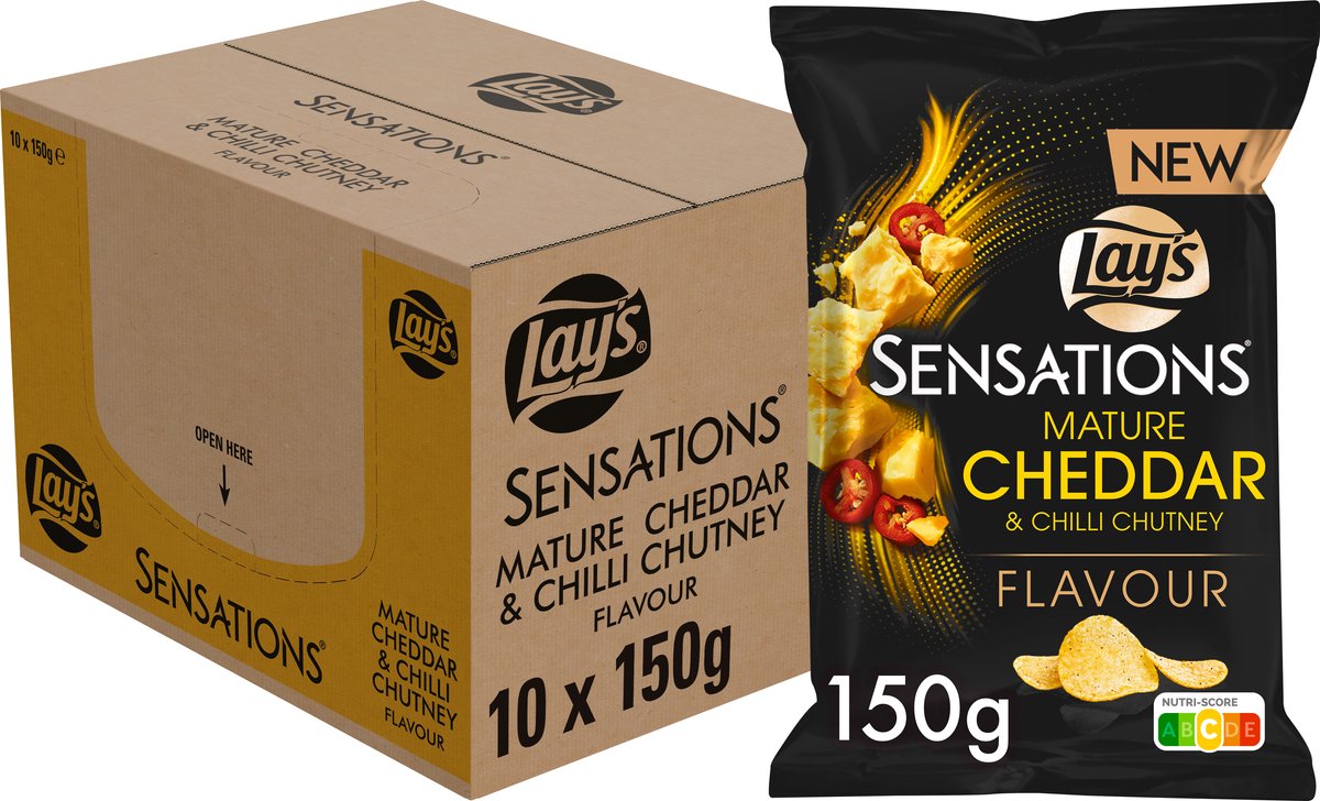 Lay's sensations mature cheddar chilli chutney - chips - 10 x 150 gram