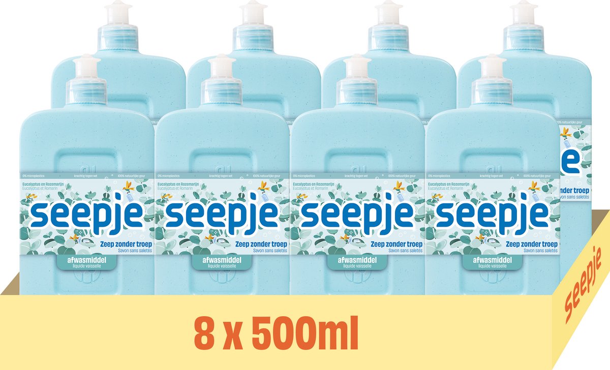 Seepje dishwashing liquid splashing eucalyptus - 8 x 500 ml - value pack