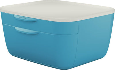 Comoda cassettiera Leitz - cassettiera con 2 cassetti - cassettiera per scrivania - ideale per l'home office, lavorare da casa - blu sereno