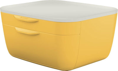Comoda cassettiera Leitz - cassettiera con 2 cassetti - cassettiera per scrivania - ideale per l'home office, lavorare da casa - giallo caldo
