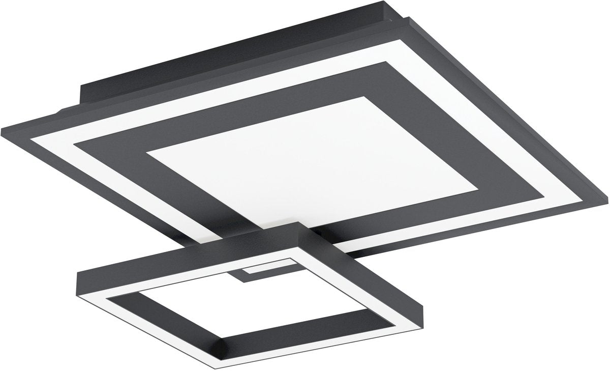 Eglo connect.z savatarila-z smart plafondlamp - 45 cm - zwart wit - instelbaar rgb wit licht - dimbaar - zigbee