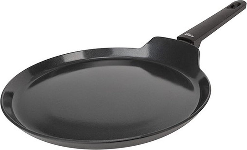 Acogedora y moderna sartén para panqueques completamente negra - ø 24 cm x 1,8 cm - sin pfas - sartén de inducción - apta para lavavajillas - calentamiento rápido - asas frías - sin tapa - negro