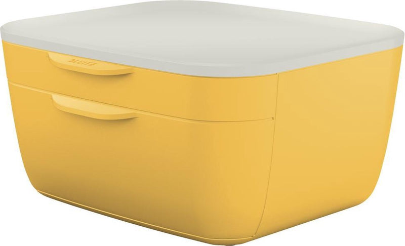 Leitz cómoda cajonera - cómoda con 2 cajones - cajonera para escritorio - ideal para oficina en casa, trabajo desde casa - amarillo cálido