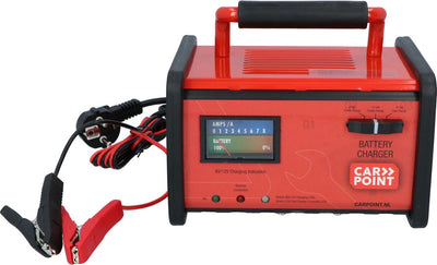 Carpoint battery charger 6v 12v - trickle charger fast charger - for lead gel batteries - secured - analogue meter - universal use