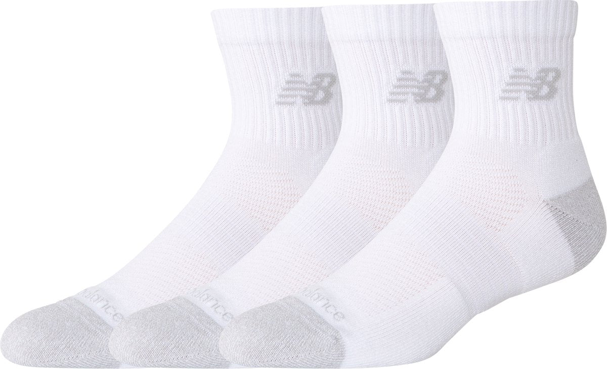 Calzini sportivi unisex New Balance Active QTR, confezione da 3 - bianchi