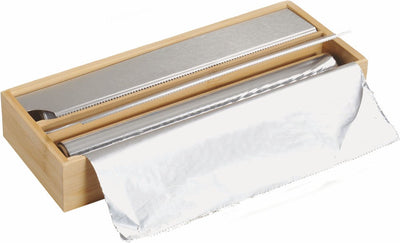 Kesper fsc® kitchen foil dispenser for 2 rolls of foil - fsc® bamboo wood - kitchen drawer foil dispenser for aluminum - household foil