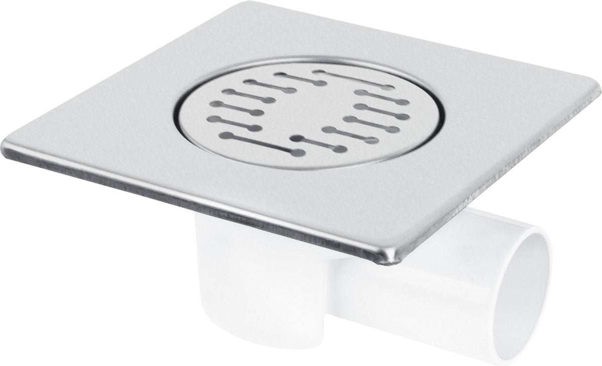 Differnz basic shower drain - shower drain with side outlet - chrome matt - 15 x 15 cm