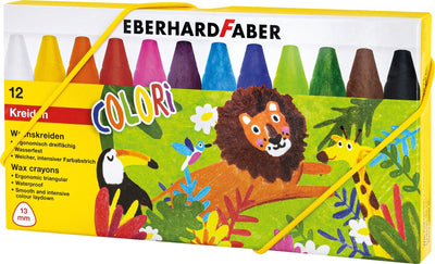 Crayones de cera Eberhard Faber - colores - 12 piezas - en caja de cartón - resistente al agua - ef-524010