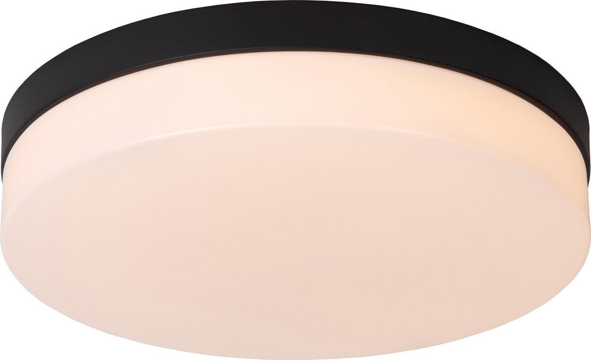 Lucide biskit - plafón (plafón) baño - ø 34,5 cm - led - 1x24w 2700k - ip44 - sensor de movimiento - negro
