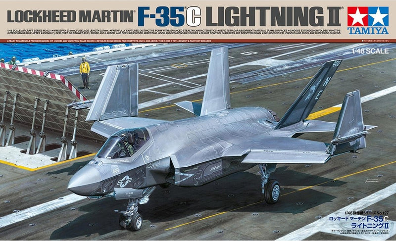 Maqueta de vehículos militares Tamiya - 61127 lockheed martin f-35c lightning ii - avión de combate de plástico - 1:48 - fabricación de modelos