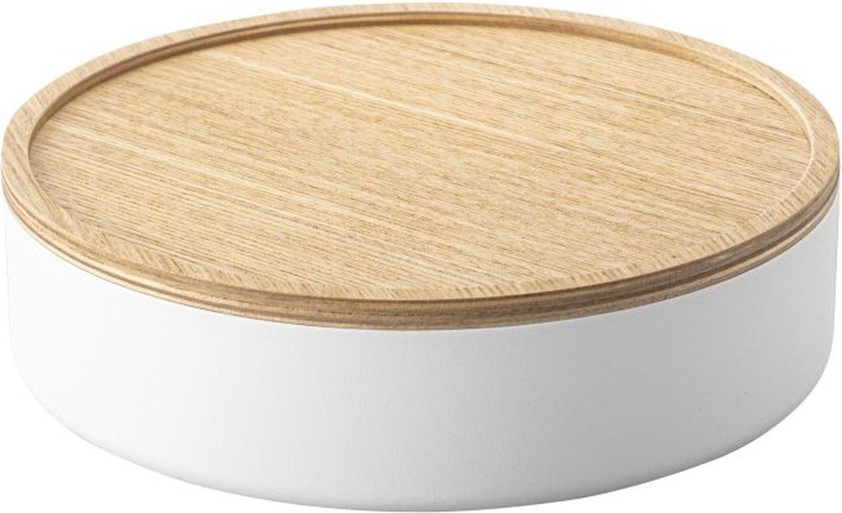 Yamazaki storage box with lid - low - rin - white