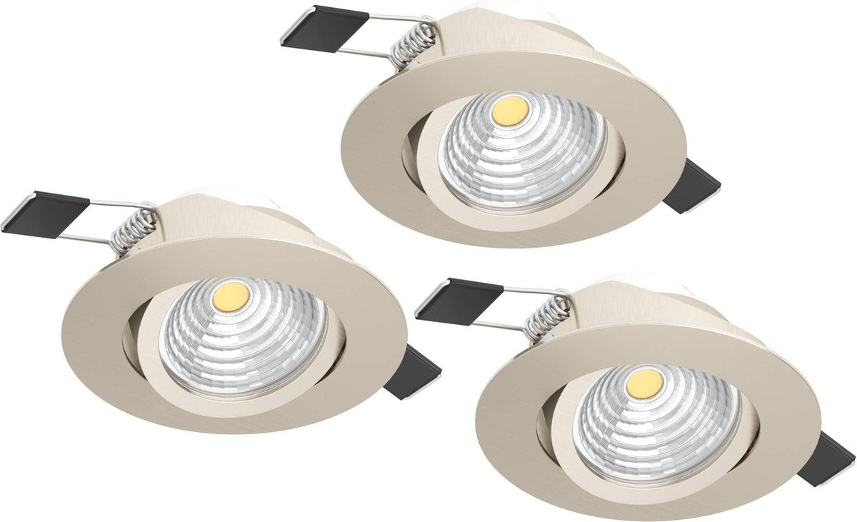 Foco empotrable Eglo saliceto - LED - ø 8,8 cm - gris - regulable - juego de 3 piezas - inclinable