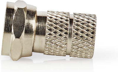 Nedis f-connector - recht - male - vernikkeld - 75 ohm - twist-on - diameter kabelinvoer: 5.5 mm - zink legering - zilver - 5 stuks - doos