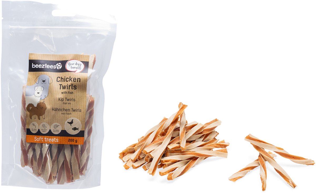 Beeztees bocconcini gustosi girelle di pollo con pesce - biscotti per cani - dolcetti per cani - snack per cani - 200 grammi