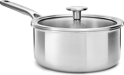 Kitchenaid multi-ply stainless steel saucepan - ø16 cm - 1.5l - with glass lid - induction - pfas-free