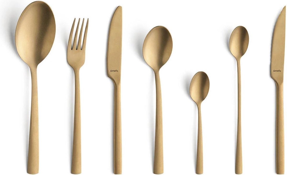 Amefa manille - Servizio posate 42 pezzi per 6 persone - Oro opaco