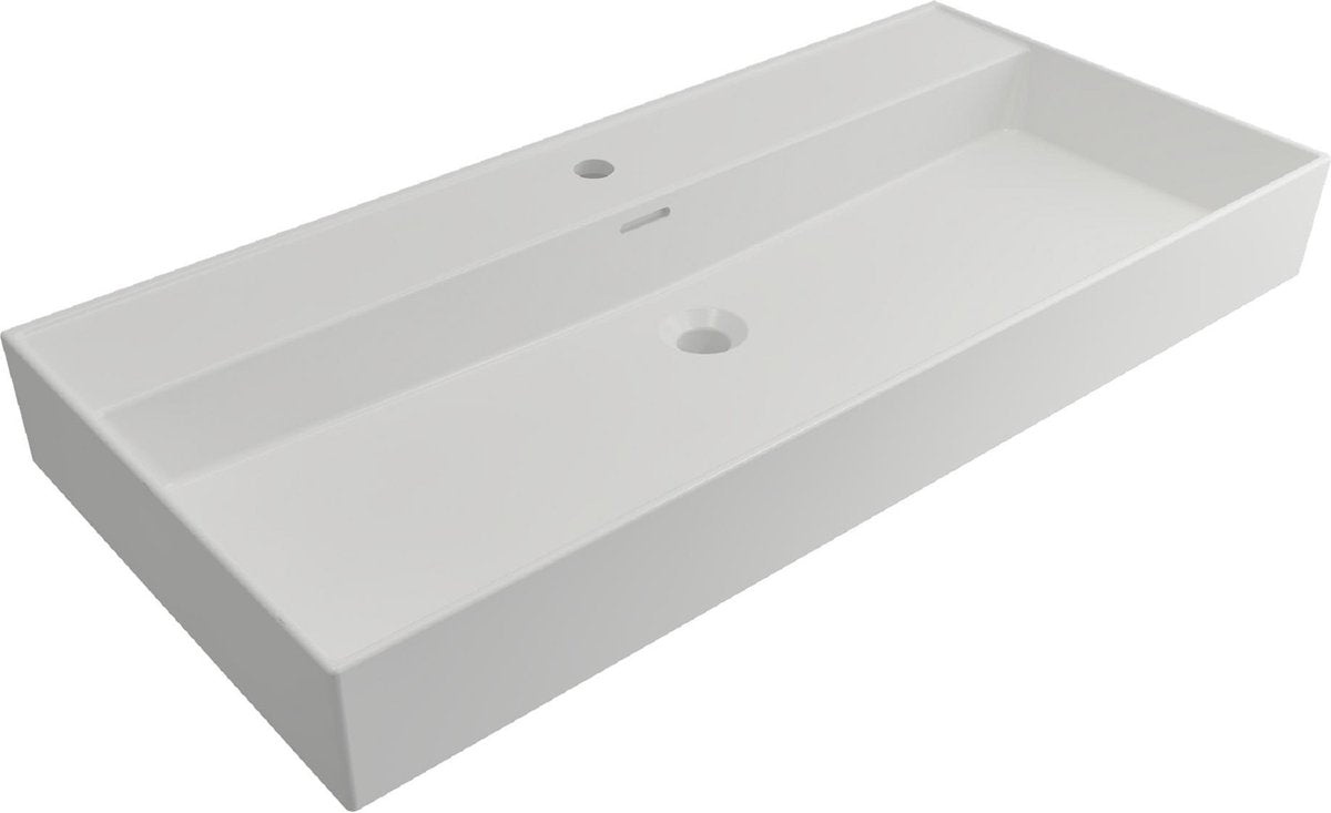 Plieger kansas wastafel - 100x45 cm - met kraangat - matwit