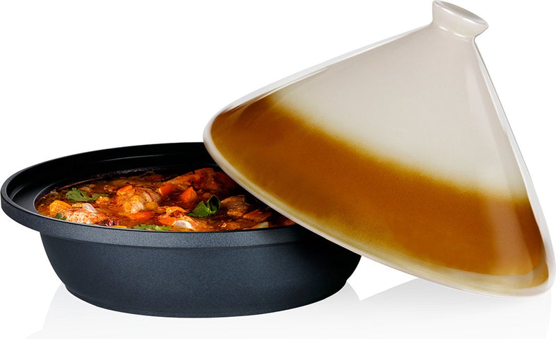 Padella per tagine Alpina 2,5 l - tahini con coperchio in ceramica ø30 cm - padella adatta per induzione, ceramica, elettrica e gas - per piatti genuini da 3 a 4 persone